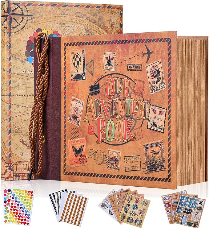 Adventure Book Diary Photo Scrapbook, Adventure Wedding Planning Book with Embossed Cover,Inspired by the 'Up' Saga, Ideal for Memories,Weddings,Traveling,Birthdays,Christmas,Newly Engaged Couples