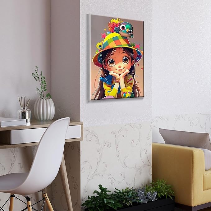 ATDMS Paint by Numbers Kit for Adults with Frame Cartoon Paint by Number with Easel Cartoon Character Adult Paint by Number Kits on Canvas Paint by Number with Frame for Home Wall Decor 8x12 Inch
