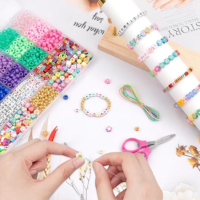 GMMA Colorful Plastic Pony Beads Shapes for Friendship Bracelets Multi-Colored Letter Polymer Clay Beads for Jewelry Making Hair Braiding DIY Bracelet Necklace Party Decorate