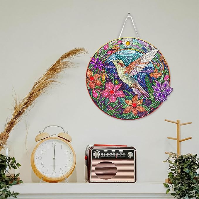 SKRYUIE Bird Hanging Diamond Art Kits for Adults Pendant Suncatcher, Special Shaped Crystal DIY Pearl Diamond Painting Kit, Gift for Mother Spring Summer Window Wreath Decor 7.28 x 7.48 Inch A13