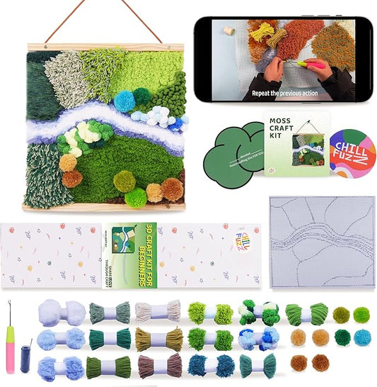 ChillFuzz DIY Moss Wall Art Kit Natural Preserved Moss Frame Handmade Greenery Decor for Home & Office Craft Set Green Latitude37N