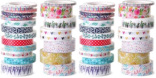 Mr. Pen- Washi Tape Set, 21 Rolls, Assorted Sizes, Floral Washi Tape for Journaling (Pack of 2)