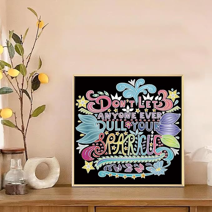 LazyFold Diamond Art Painting Kits for Adults, 5D WordsSpecial Shape Diamond Art Kits for Beginners, Crystal Rhinestones Diamond Art Painting for Home Wall Decoration Gift 12×12inch