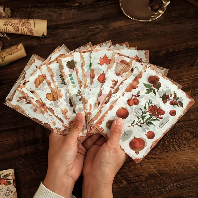 Dizdkizd Nature Botanical Stickers for Journaling, Ephemera Sticker Book, Translucent Washi Sticker for Scrapbooking - 20 Sheets (200 Pieces)