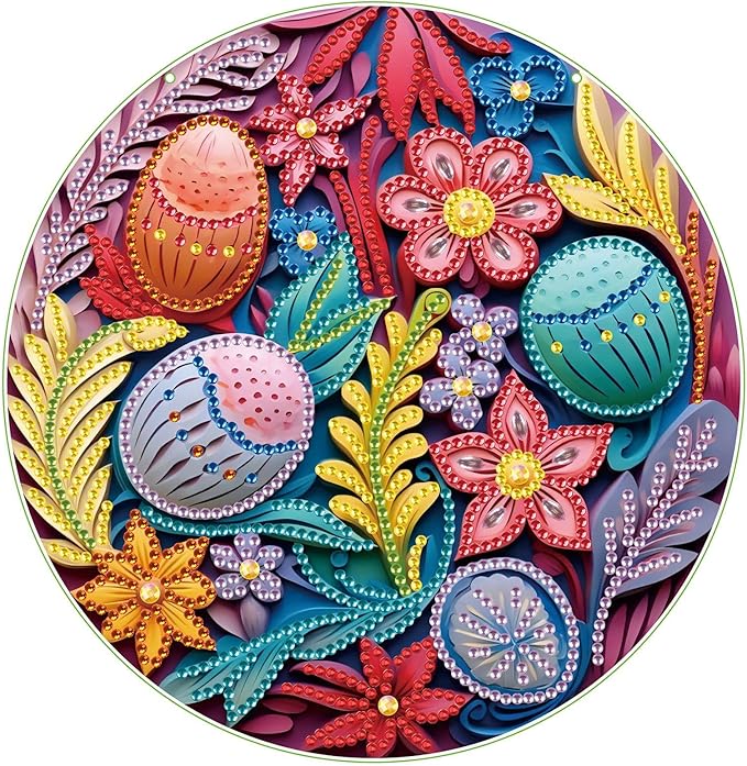 DIY Hanging Diamond Pendant Special Shaped Crystal Diamond Art Painting Ornament Single Sided for Window Home Garden Wall Door Decor-Easter Egg