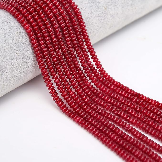 2 Strands (300PCs) Garnet Jade Rondelle Beads, 2 * 4mm Gemstone Loose Spacer Abacus Disk Beads for DIY Bracelet Necklace Earrings Jewelry Making, Craft Supplies Beading Kit