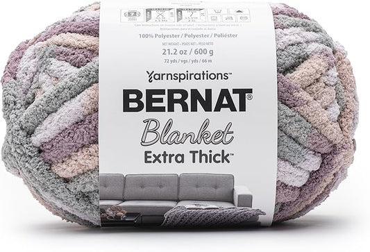 Bernat Blanket Extra Thick Purple Smoke Yarn - 1 Pack of 21.12oz/598.74g - 100% Polyester - #7 Jumbo - 72 Yards - Chunky Yarn for Hand Knitting, Crocheting, Crafts & Amigurumi