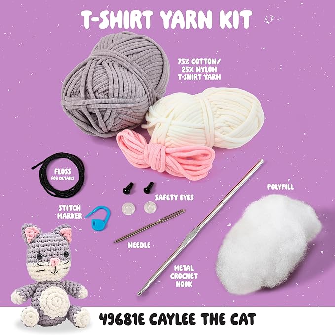 Bucilla 2 Piece Complete Crochet Kit, Pet Pals, 5"