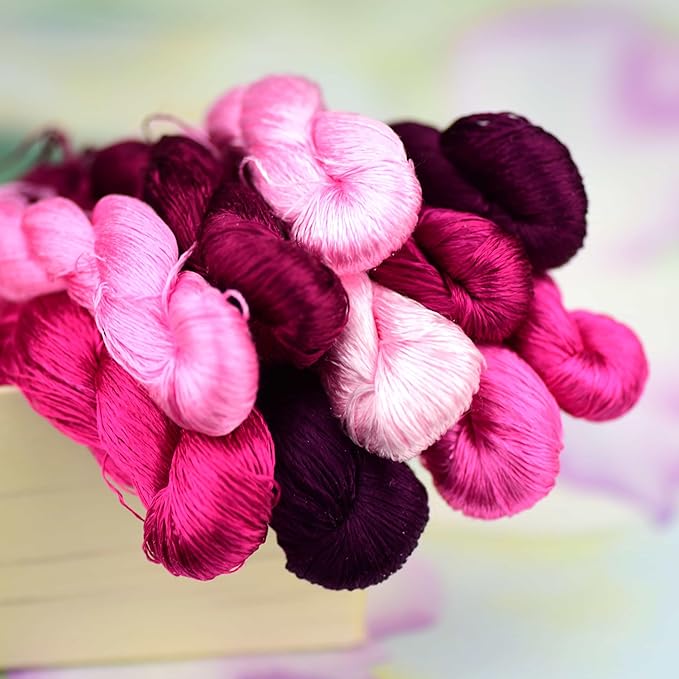 Natural 100% Silk Thread, Handmade Embroidery Thread Silk Floss 10 Colors 110m Each (25)