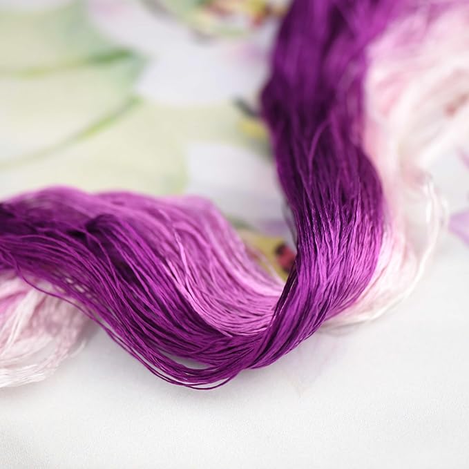Natural 100% Silk Thread, Handmade Embroidery Thread Silk Floss 10 Colors 110m Each (65)