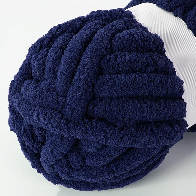 BALAPET 8 Pack Chunky Chenille Yarn for Crocheting & Knitting, 27yds 8 oz Each Skein Soft Fluffy Kitting Yarn Set, Thick Velvet Plush Yarn for Handcrafts Weaving Making Blankets, Navy Blue