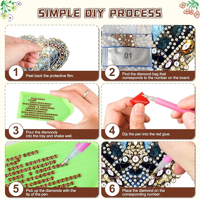 KEYIFA Diamond Painting Kit, DIY Heart Cross Diamond Art Hanging for Adults Beginner, Gem Arts Pendant Special Shaped Rhinestone Window Ornaments Wall Door Garden Decoration Gift, Double Sided