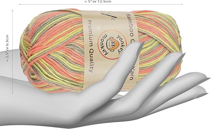 10-Pack of Yonkey Monkey 500 Grams Yarn - 70% Rayon derived from Bamboo, 30% Cotton - Imported - Tiger Mix 9046