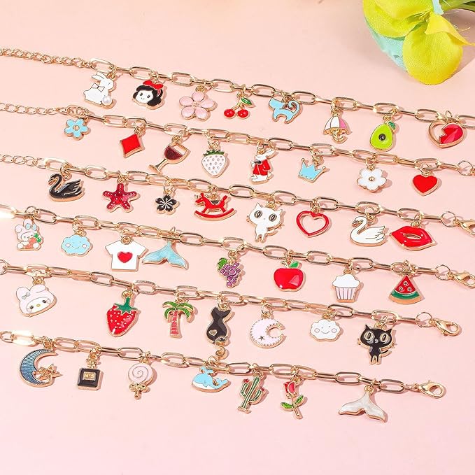 Tamkudoy Gold Charms Bracelet Necklace Making Kit- 419 PCS Jewelry Making Kit with Paperclip Bracelet Chain Necklace Kit, Charms Pendants, Jewelry Pliers, Jump Rings for Women DIY Crafts Supplies
