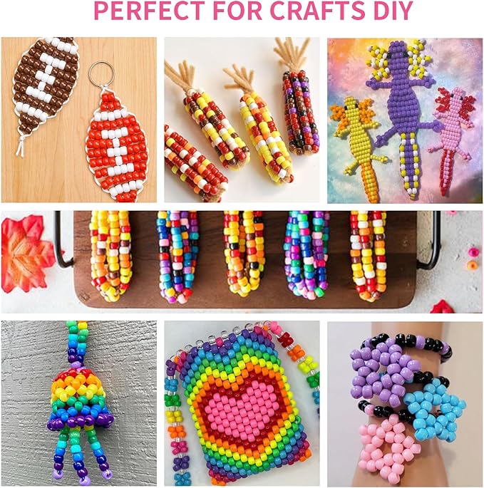 1200+pcs pony beads 9mm kandi beads for bracelets, hair bead for braids plastic colorful bead bulk acrylic assorted for crafts keychains jewelry friendship bracelet kit