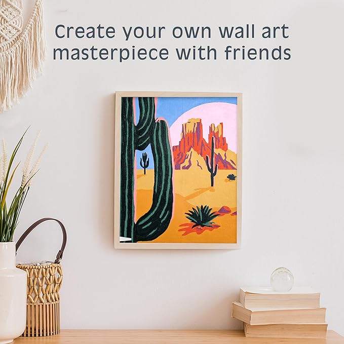 Pink Picasso Kits Colorful Destinations Paint by Number for Adults and Teens | DIY Unique Canvas Painting Kits Color by Numbers Arts & Crafts Kit | Desert Daydream 8x10- Paint Kit Set
