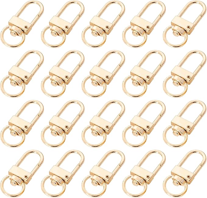 20 Pack Gold & Silver Metal Lobster Claw Clasps, 360° Swivel Lanyard Snap Hooks Lobster Clasp for Keychains and Jewelry Making, Key Chain Hooks for Purse Bag Connector Key Rings Accessories (Gold)