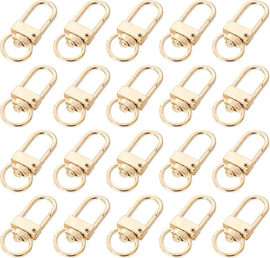 20 Pack Gold & Silver Metal Lobster Claw Clasps, 360° Swivel Lanyard Snap Hooks Lobster Clasp for Keychains and Jewelry Making, Key Chain Hooks for Purse Bag Connector Key Rings Accessories (Gold)