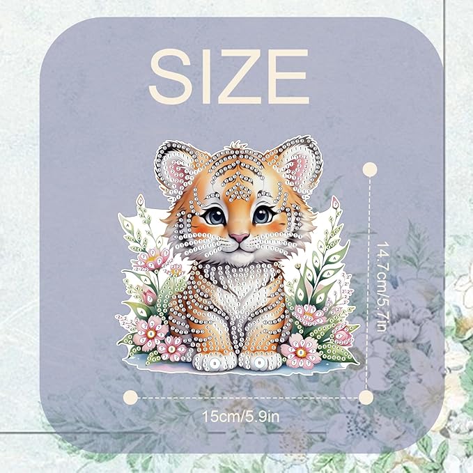 TDFERAN Diamond Painting Pendant Tiger Diamond Art Ornaments Animal Pendants Diamond Art Hanging Sign Onament Wall Hanging in Living Room Dorridor Diamant Art Decorations Ornaments Painting Signs