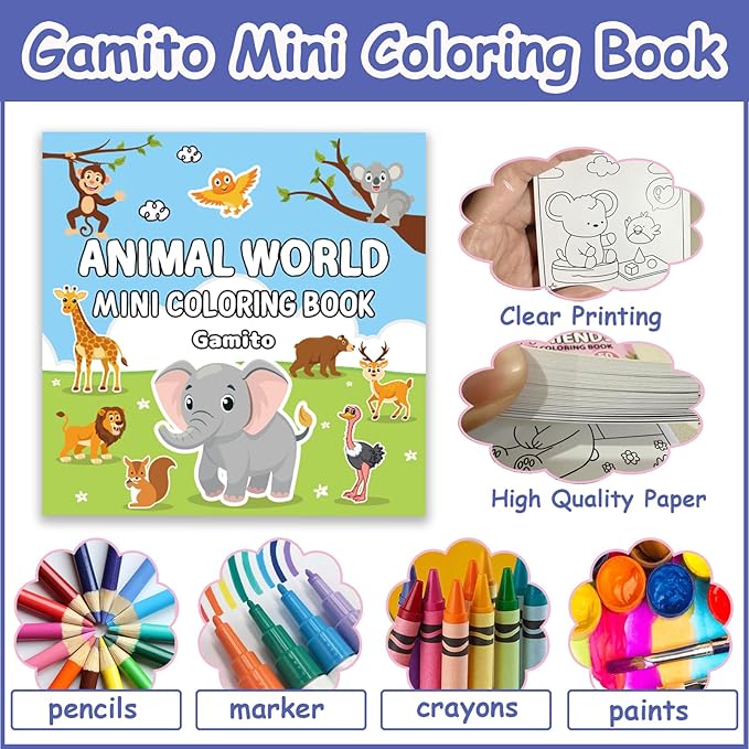 Mini Coloring Book for Adults, 2-Pack Travel Small Coloring Books, Pocket Size Adults Relaxation Coloring Books Stress Relief Adult Mini Coloring Book (Animal & Underwater World)