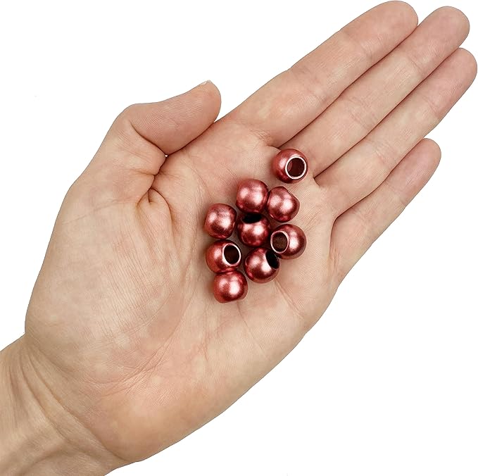 300 acrylic large hole beads for crafts 10mm x 12mm acrylic barrel beads with 5.7mm large hole, matte red