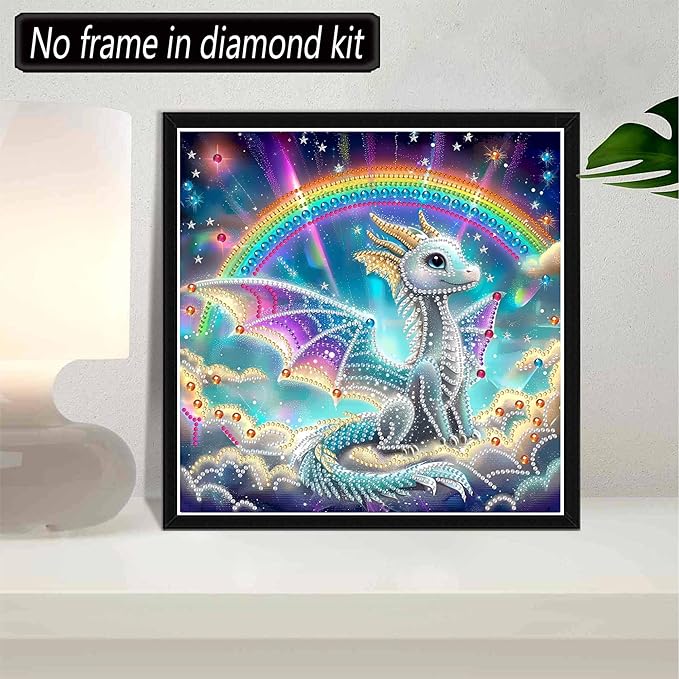 SKRYUIE DIY Diamond Art Kits for Adults Dragon Special Shape - 5D Diamond Painting Kits for Adults Animal - Crystal Embroidery Cross Stitch - Craft for Wall & Office Decor 12 x 12 Inch c20