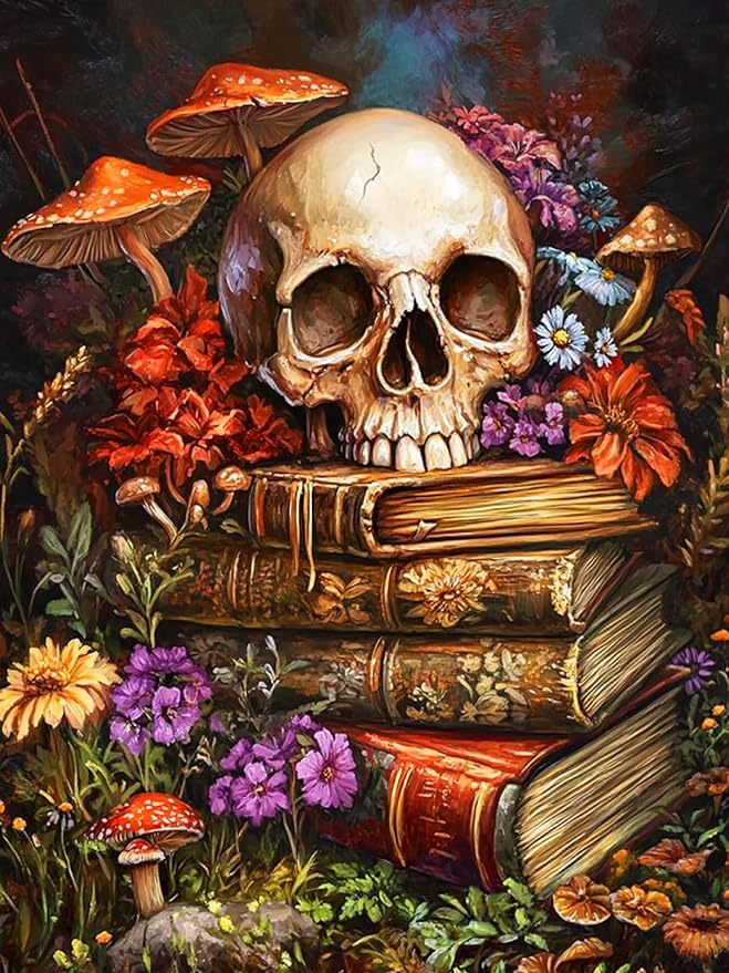 Axquilon Skull Diamond Art Kits for Adults - Book Diamond Painting Kits for Adults Beginner, DIY 5D Full Drill Gem Art for Home Wall Decor 12x16 inch