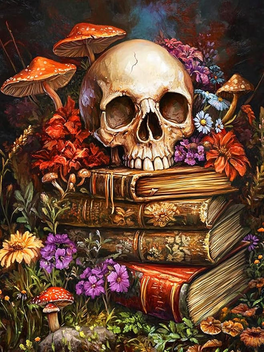Axquilon Skull Diamond Art Kits for Adults - Book Diamond Painting Kits for Adults Beginner, DIY 5D Full Drill Gem Art for Home Wall Decor 12x16 inch