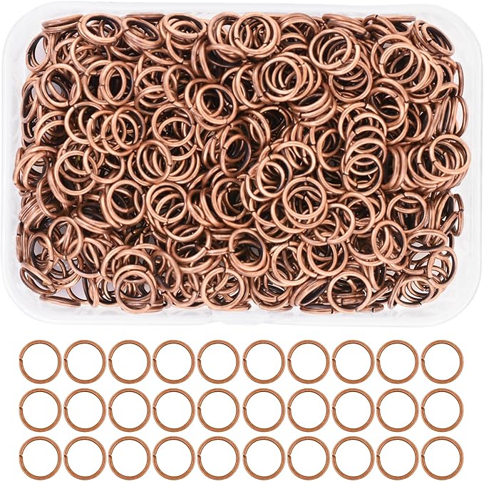 Mandala Crafts Assorted Antique Copper Color Jump Rings Jewelry Findings Metal O Rings for Jewelry Making Supplies - 1000 7mm Small Open Jump Rings Kit for Necklace Earring