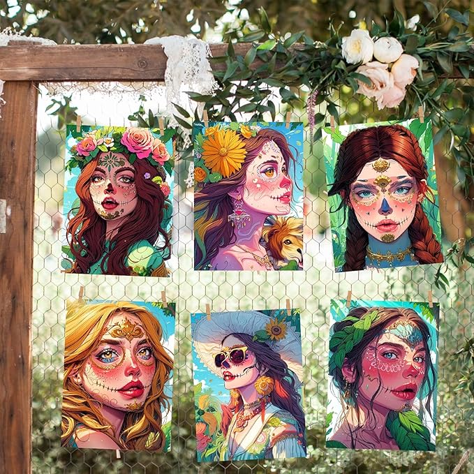 Sugar Skull Women Coloring Book for Adult Women Relaxation, Spiral Bound Printed On One Side, Adult Crafts, Relaxation Gifts, Thick Paper Non-Bleed