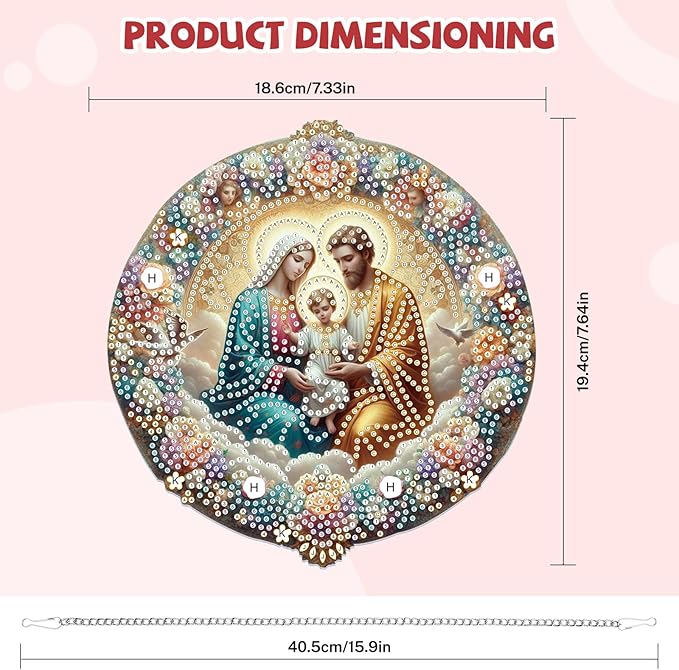 Bowetile Nativity Sence Diamond Art Hanging Kits for Adults, Christmas Diamond Art Suncatchers, 5D Special Shape Diamond Painting Pendant Window Ornament Christmas Gifts for Home Door Wall Decor