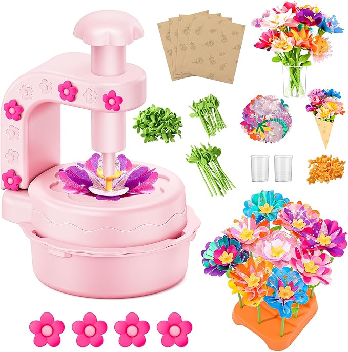 fabric flower bouquets toys,diy craft kits for kids,arts and crafts toy for 3+ year old girls,flowers market toy,build your flower bouquet,educational preschool learning toys for birthday,christmas