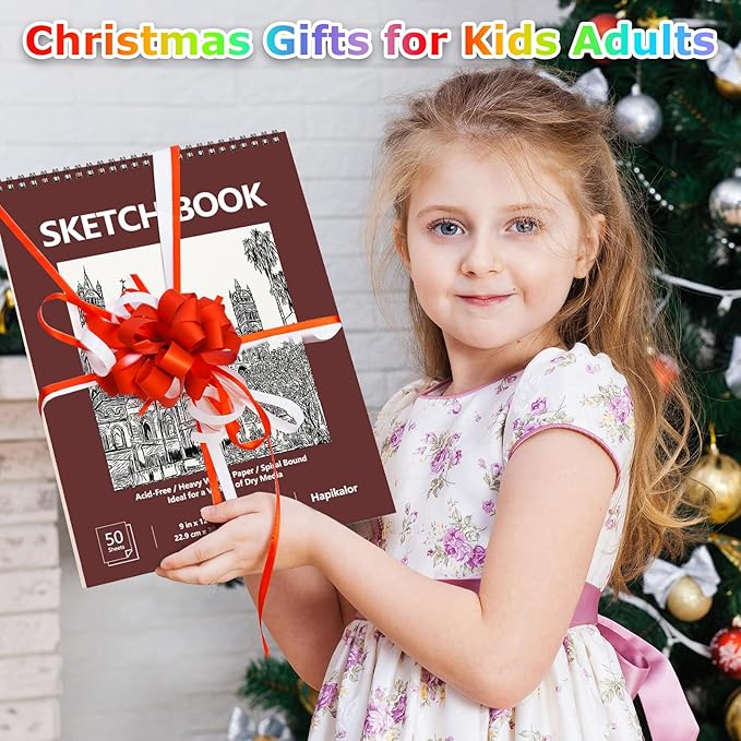 9" x 12" sketch book, 2-pack 50 sheets spiral bound art sketchbook, acid free artist drawing book paper, art supplies for kids, craft activities, sketch paper for drawing coloring sketching(brown)