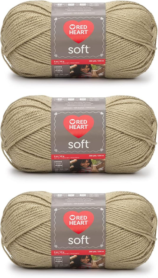 Red Heart Soft Wheat Yarn - 3 Pack of 141g/5oz - Acrylic - 4 Medium (Worsted) - 256 Yards - Knitting/Crochet