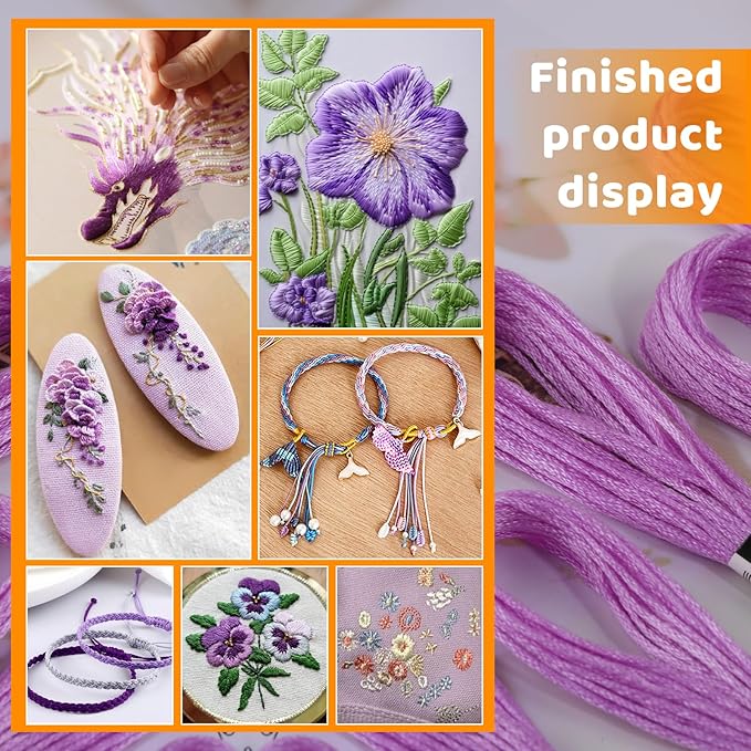 14 Skeins Purple Embroidery Floss,8m Cotton Embroidery Floss,Cross Stitch Thread for Friendship Bracelets