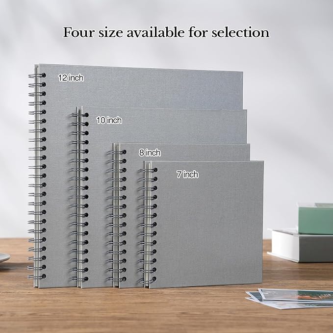 potricher 7 x 7 Inch DIY Scrapbook Album 40 Pages Hardcover Kraft Paper Scrap Book Photo Albums Memory Book for Wedding and Anniversary Family (Gray, 7 Inch)