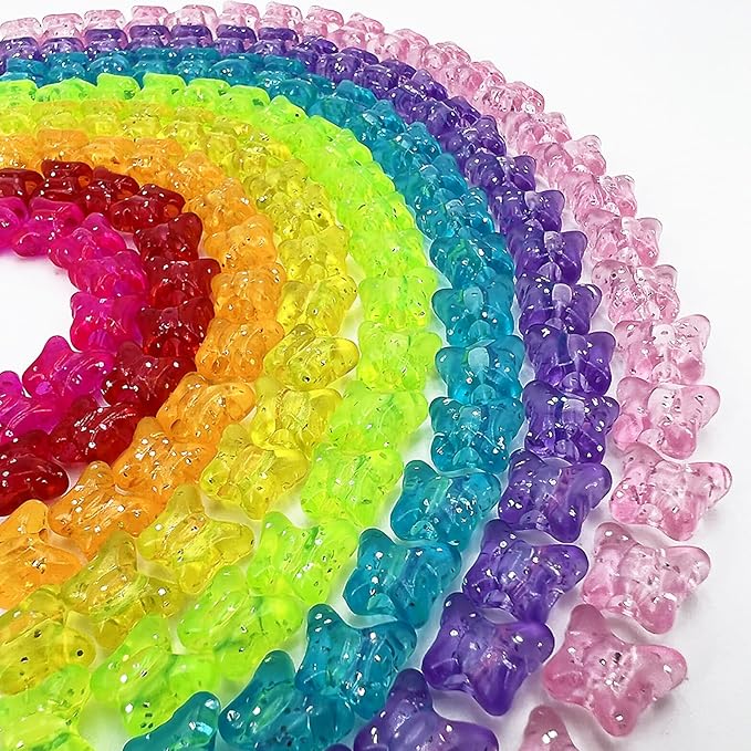 MIIIM 500 Pcs Glitter Butterfly Pony Beads Shapes for Friendship Bracelet, Large Hole Kandi Beads for Hair Braids, Jewelry Making (Multi-Glitter)