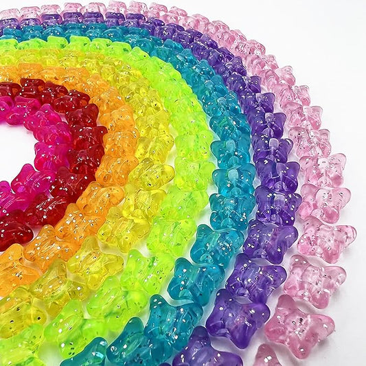 MIIIM 500 Pcs Glitter Butterfly Pony Beads Shapes for Friendship Bracelet, Large Hole Kandi Beads for Hair Braids, Jewelry Making (Multi-Glitter)