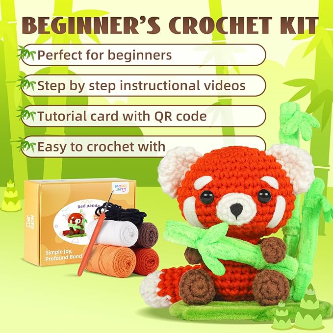 MOREJMTT Crochet Kit for Beginners, Crochet Animal Kits, Crocheting Kit for Starters, Learn to Crochet with Step-by-Step Video Tutorials, Beginner Crochet Kit for Adults(Panda)