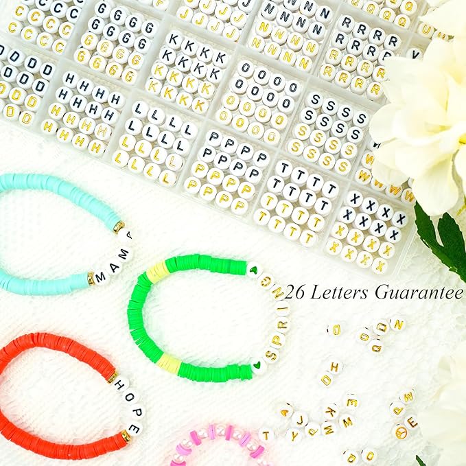 Friendship Bracelet Making Kit 96 Colors, 900pcs Letter Beads, 100pcs Number Bead, Gold Silver Spacer Charms for Concert Bracelets Jewelry Craft