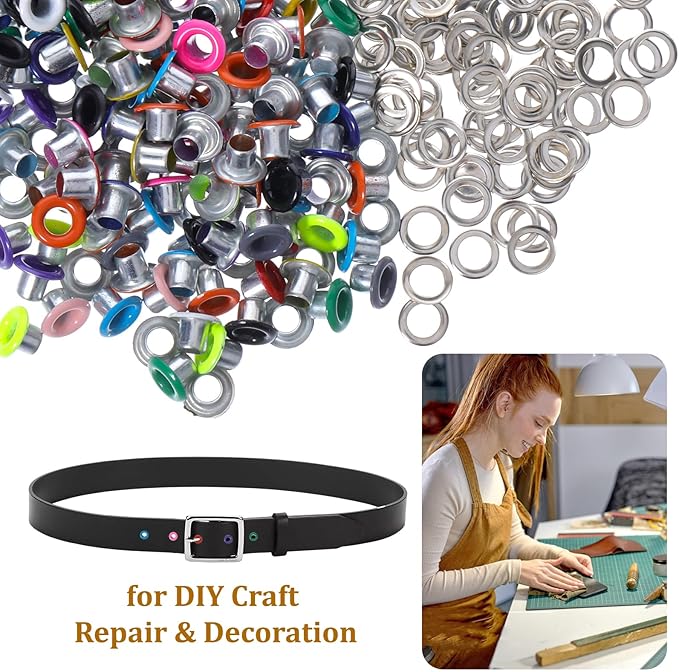 JIYIN 210 Set Metal Eyelets for Paper Crafts, 3mm Colorful Eyelets and Grommets Kit Metal Round Eyelets Leather Rivet Accessories for Fabric Canvas Bag Shoes Clothing Scrapbooking Card Making