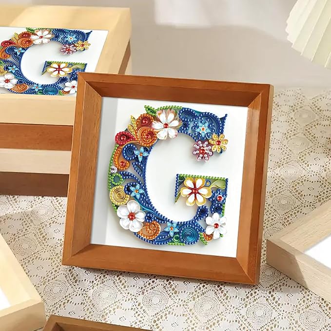 MVVMTOP Diamond Painting Kit, 5D DIY Letter G, Special Shape Crystal Artificial Diamond Art Partial Mosaic Handicraft for Beginners, Wall Decor Gift for Bedroom, Office, Living Room 6.7x6.7in