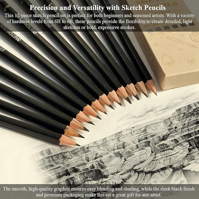 sufly sketch pad and pencil set for kids ages 8-12 | complete sketch set with 9x12 sketchpad, watercolor postcards & pencils (graphite and charcoal), sketch pads for drawing for adults & art supplies.