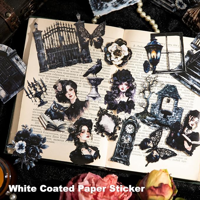 Gothic Manor Sticker Set, 120PCS Vintage Ephemera for Scrapbooking, Journaling, DIY Crafts and Planner Supplies