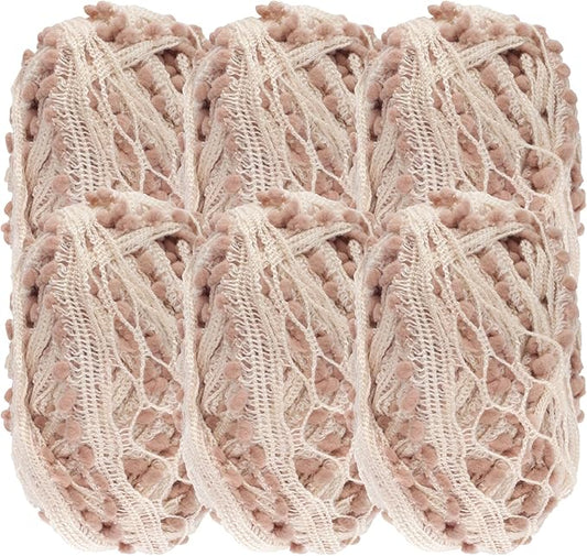 JubileeYarn Fishnet Pom Pom Yarn - 50g Mini Bonbons - Frosting - 6 Skeins