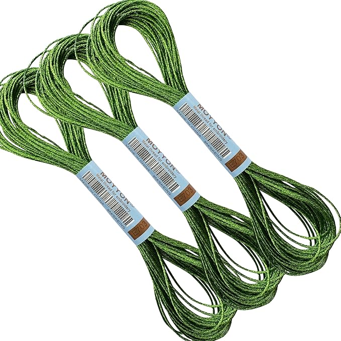 3 Skeins Embroidery Thread, Metallic Embroidery Floss Set, Polyester Cross-Stitch Threads for Hand Embroidery, String Art(E703)