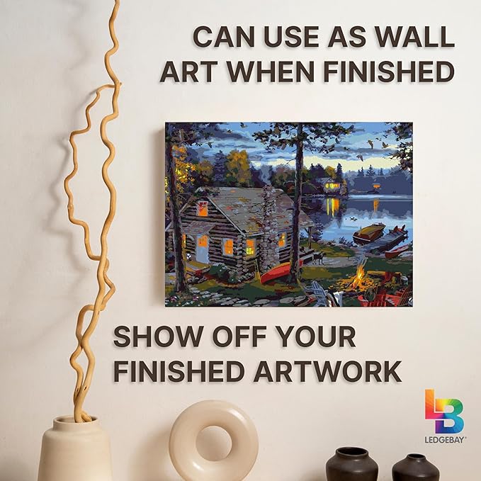 Ledgebay DIY Paint by Numbers Kit for Adults Framed Canvas Beginner to Advanced Paint by Numbers Kit Kits Include Acrylic Paint Set Brushes Tabletop Easel (Life's Reward 16"x20" Framed)