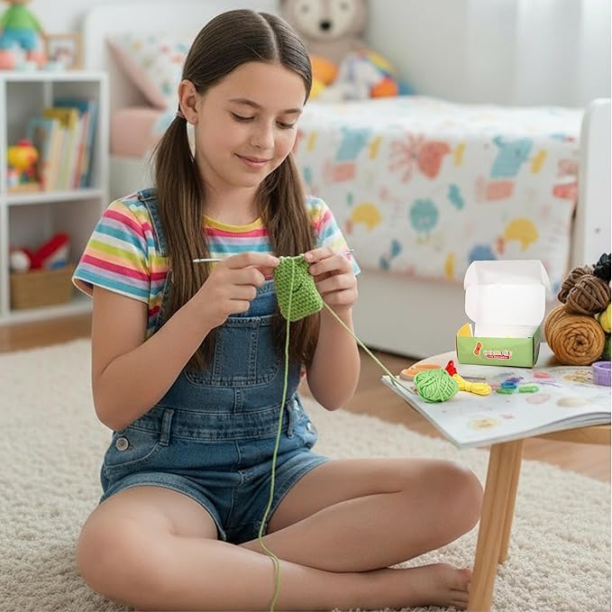 A-URA Learn to Crochet Kit for Beginners Kids and Adults, Premium Pattern Panda Cactus Beginner Crochet Kits with Easy Tube Yarn & Step-by-Step Video Tutorials