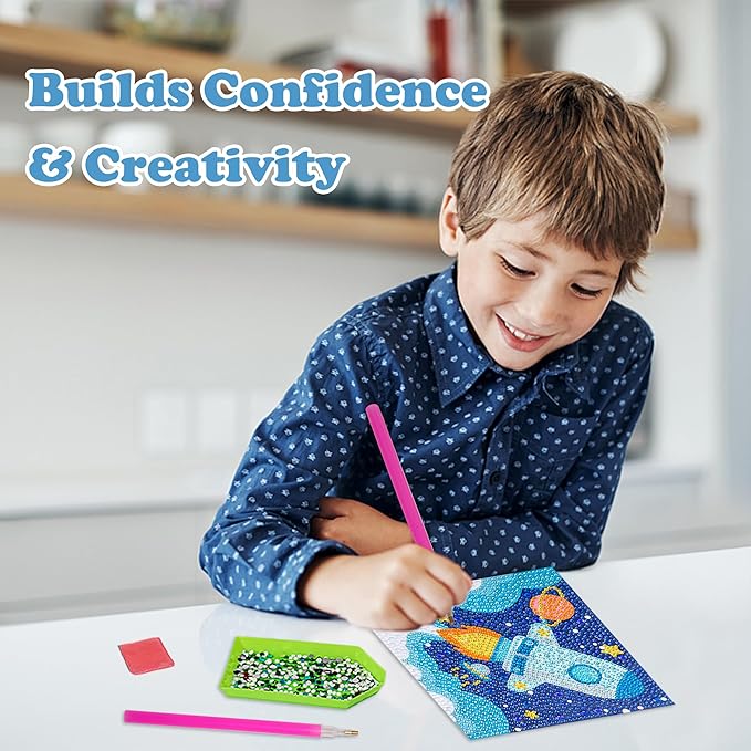 Labeol Diamond Art Kits for Kids Crafts for Girls Ages 6-8-10-12 Easy to DIY Creative Diamond Art Sticker Craft by Numbers Kits for Kids and Adult Beginners (4 Pack boy)