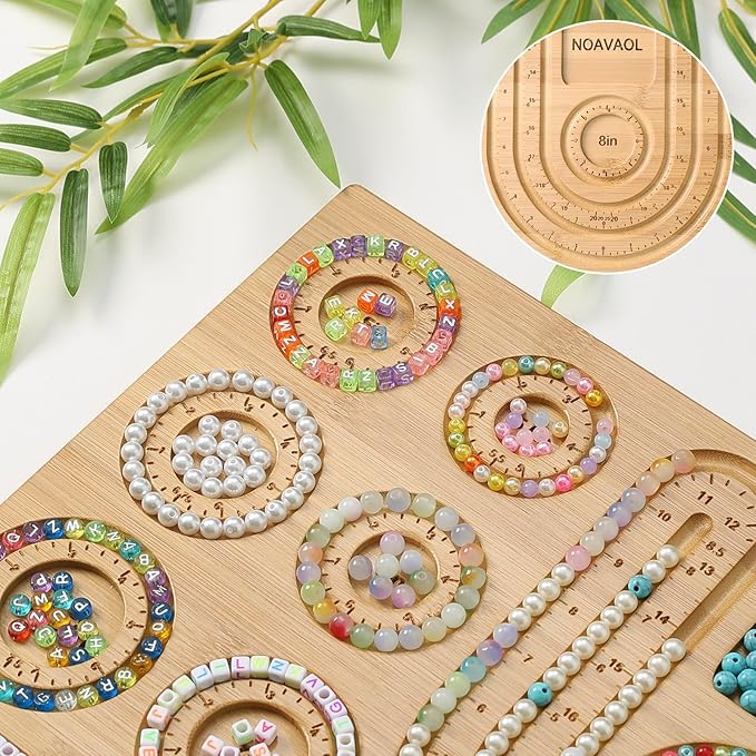 NOAVAOL Bead Boards for Jewelry Making, Combi Bamboo Beading Board for Jewelry Bracelet Making, Beading Trays Jewelry Design Mats for Necklace, Bracelet, DIY Design